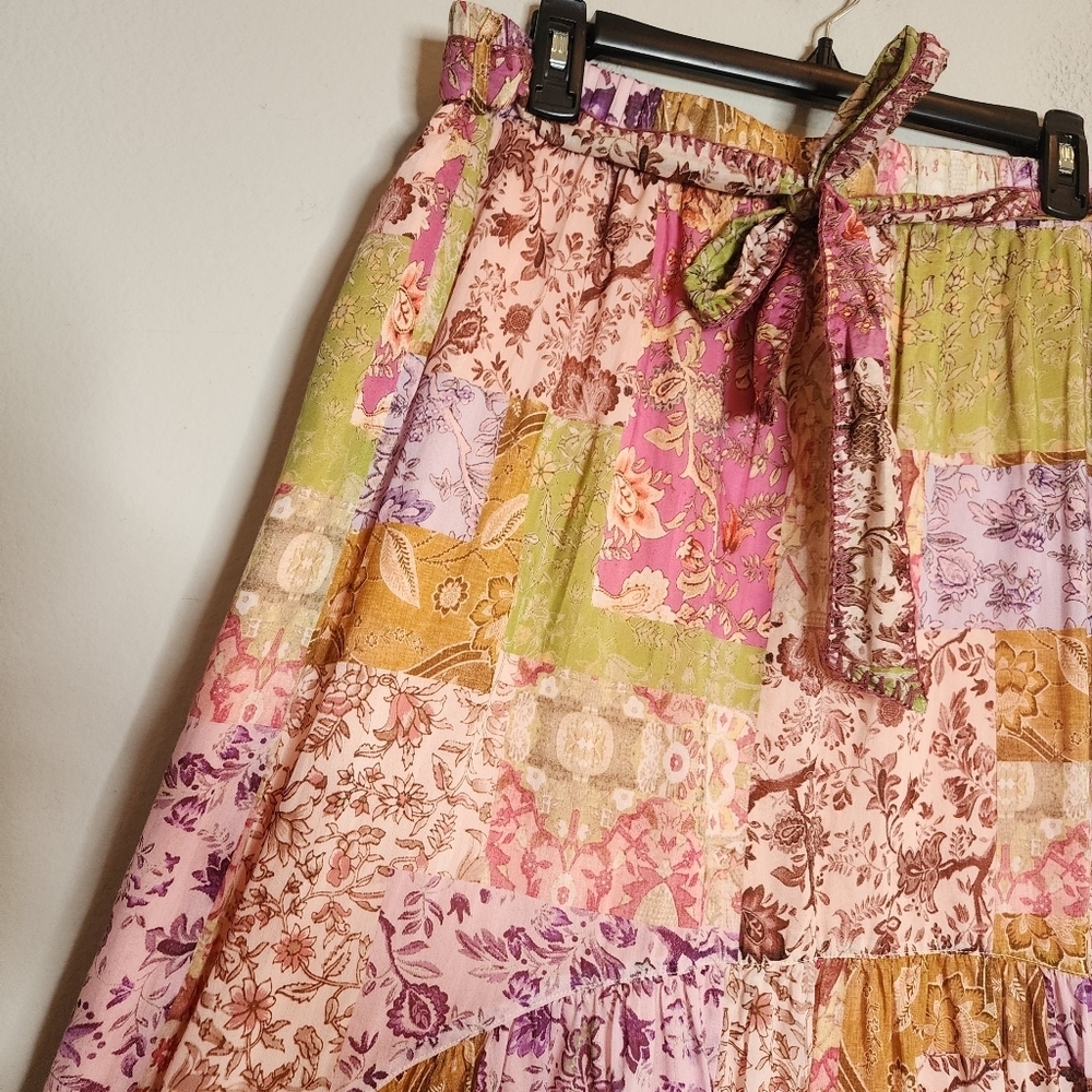 Johnny Was River Tiered Maxi Skirt Pull On Belted Silk Cotton Size XL - Picture 3 of 13